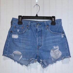 Levi's 501 High Waisted Cutoff Denim Shorts Medium Wash Size 29